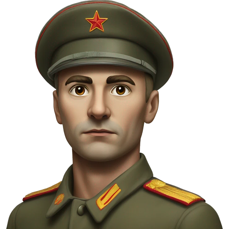 Soviet soldier 1980 photorealistic serious emoji