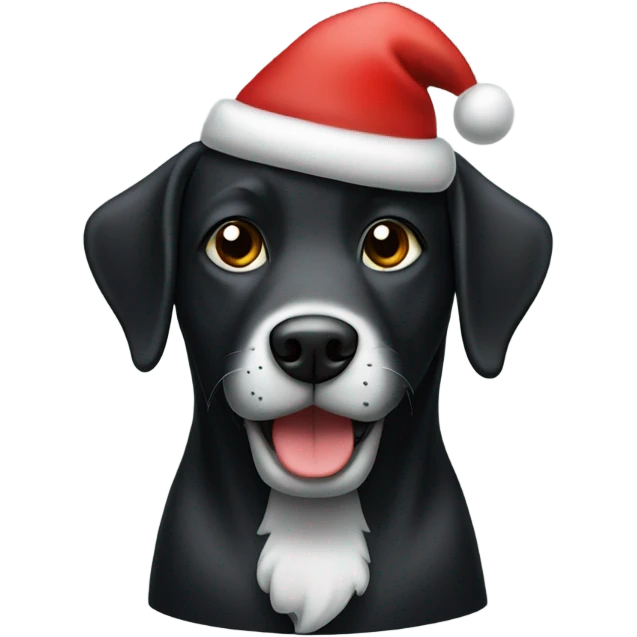 Black Cairne dog wearing Santa hat emoji