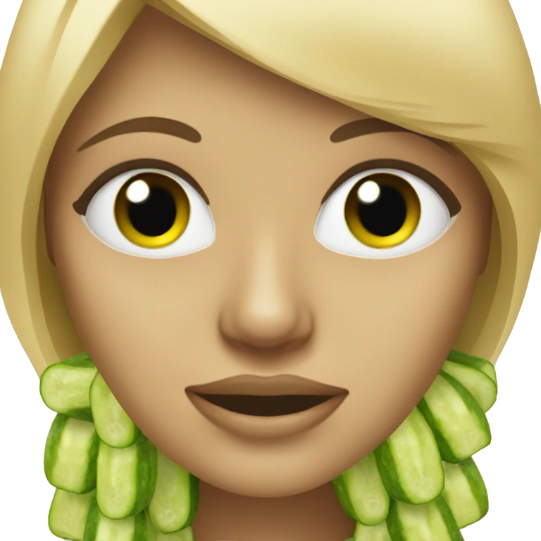Blonde woman with cucumbers on eyes  emoji