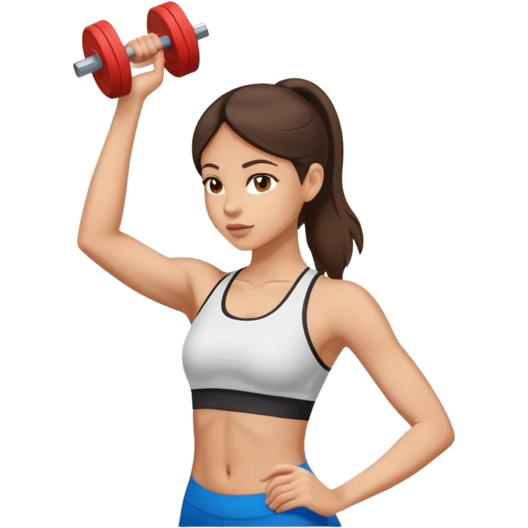 light skinned brunette woman in sport top working out near wall emoji