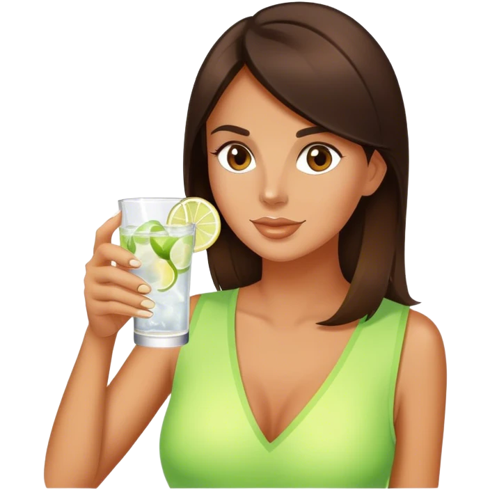 Sexy brunette with high lights getting gin and tonic emoji