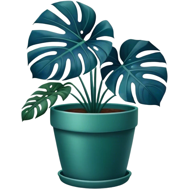 aestethic  Blue Monstera flower in a deep green -colored pot  emoji