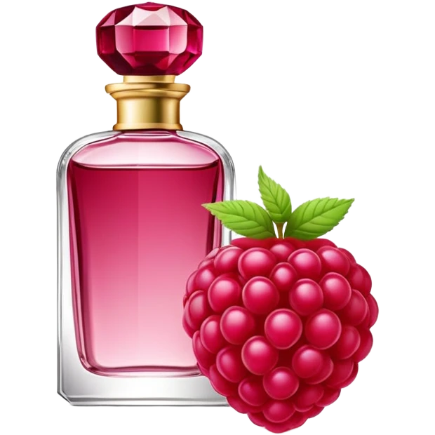 AVON women's perfume bottle next to raspberry bottle emoji