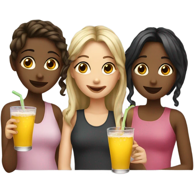 3 girls drinking emoji