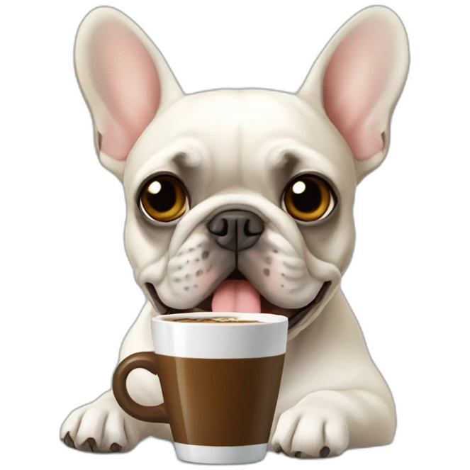Light FRENCH BULLDOg drinking coffee emoji