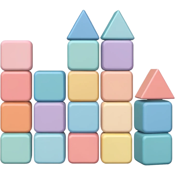 Pastel colored educational wood toy blocks emoji