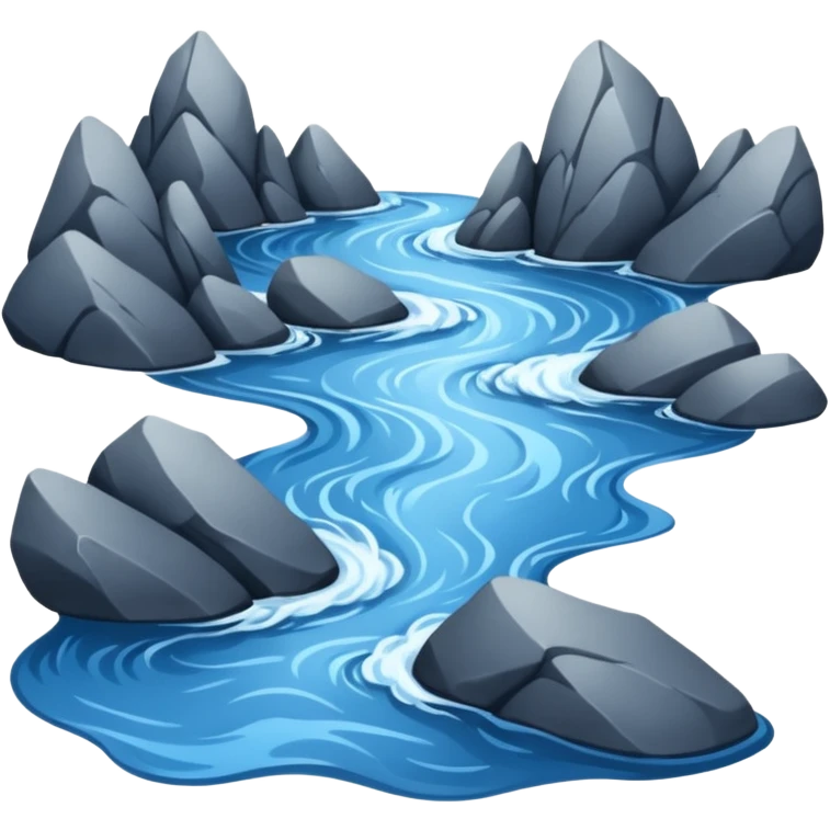 close-up of a wild river between two rocks emoji