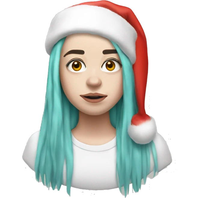 Billie Eilish with santa hat emoji