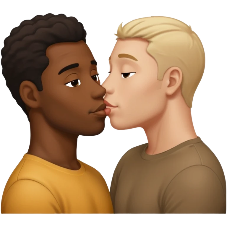 The black guy, kissing a white guy emoji