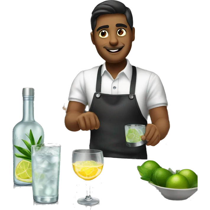 Barman making gin tonic on counter emoji