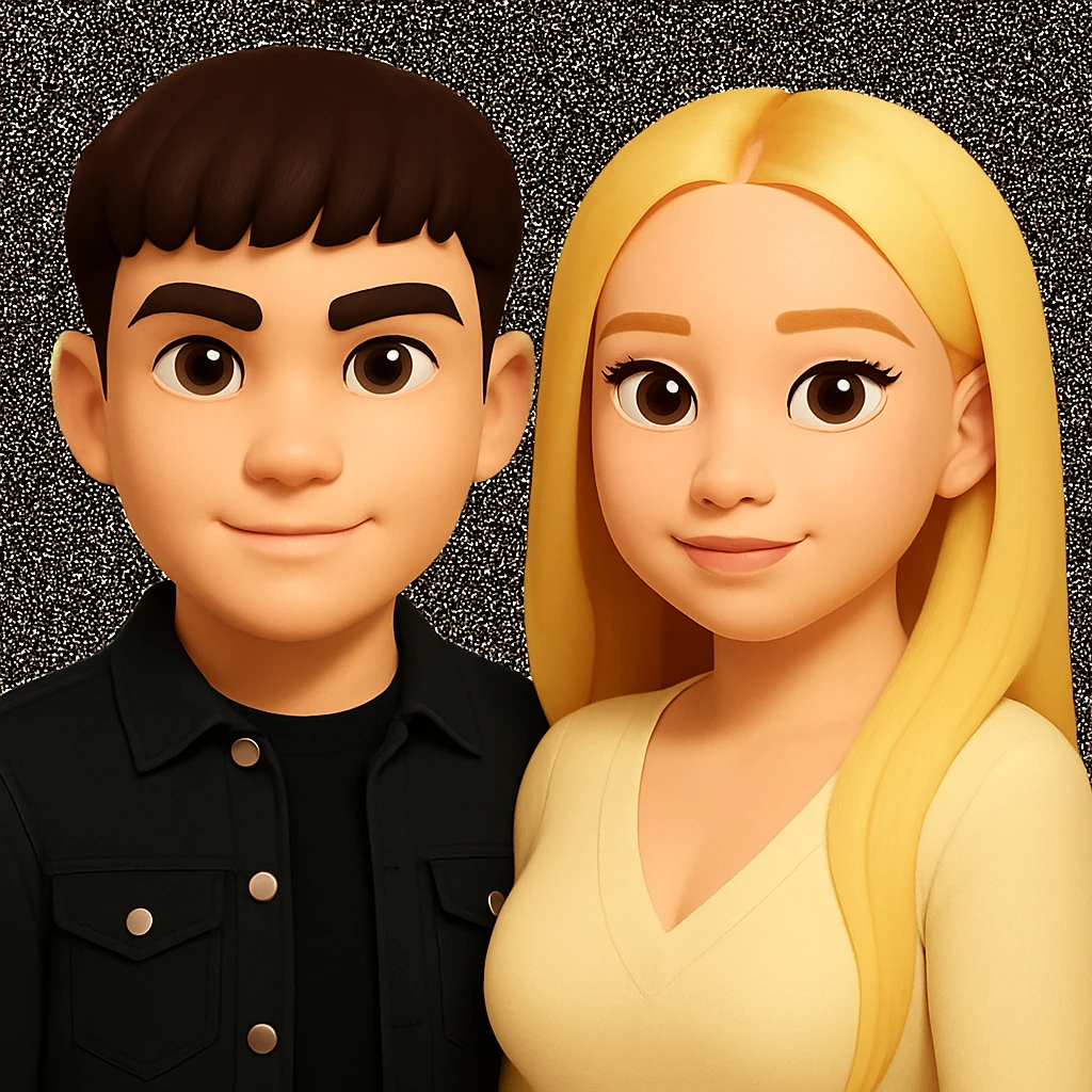 Slightly increase the volume of the upper body of the girl and slightly turn her to face forward, preserving the style of the image. emoji