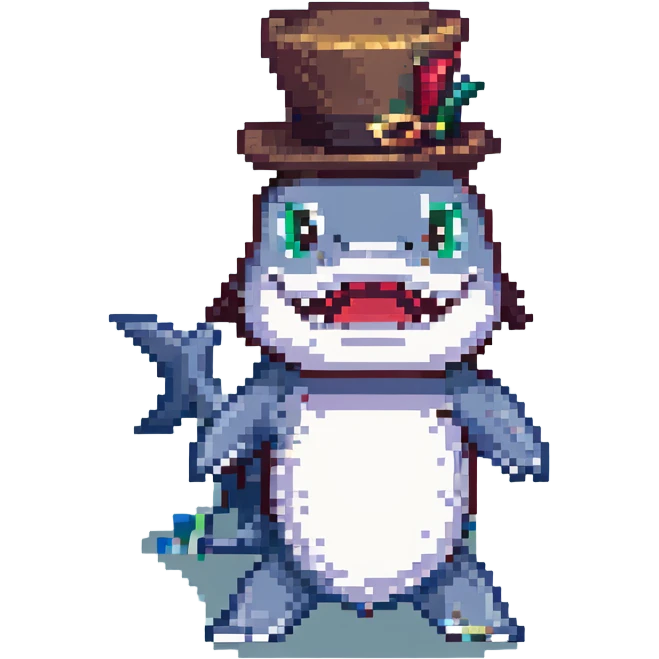 Shark with a top hat emoji