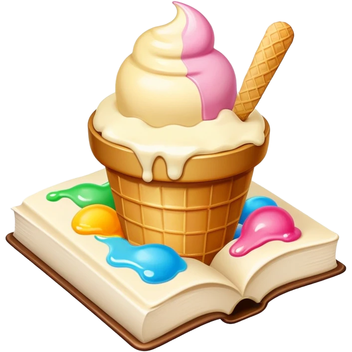 Beige Open book and ice cream  emoji