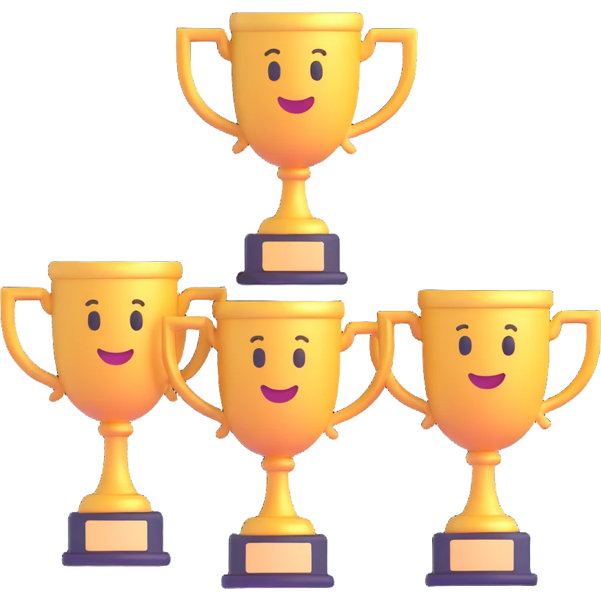 3 trophy emoji holding a trophy emoji