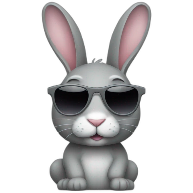 Little slim grey rabbit with sunglasses emoji
