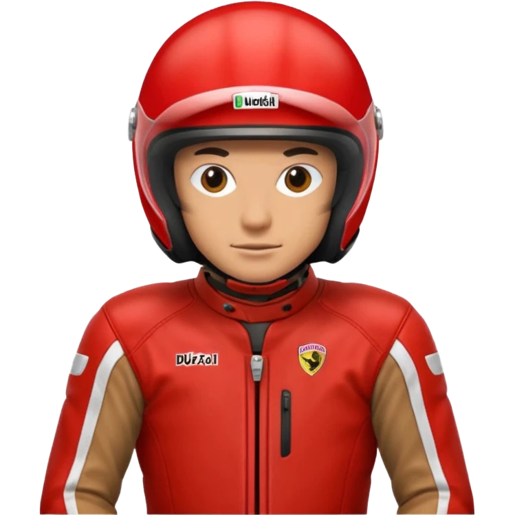biker with red ducati full face helmet and red ducati suit emoji