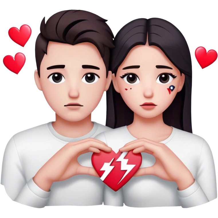 couple with a broken heart in the middle and tiktok logos around it emoji