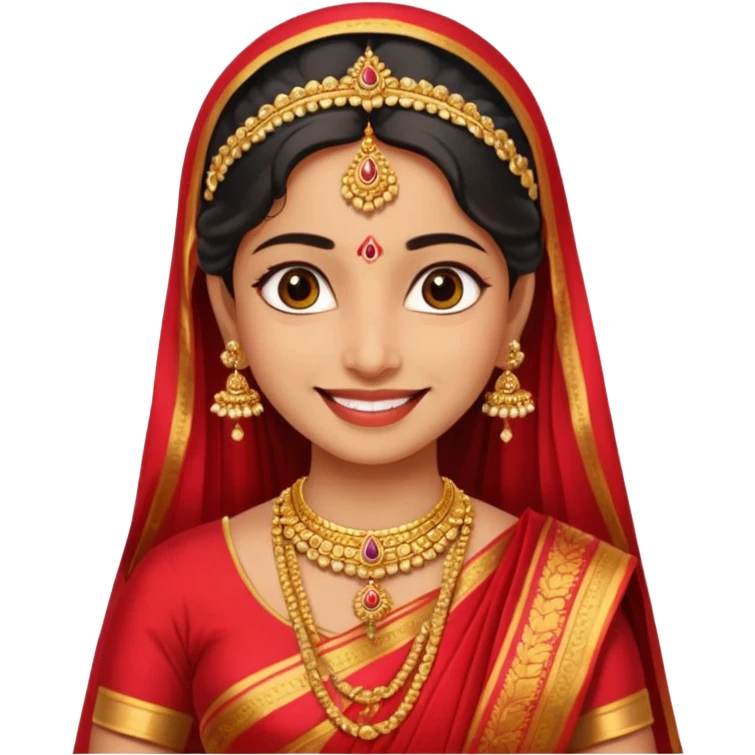 South indian bride getup, smiley face. emoji