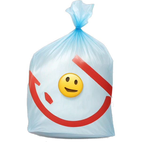 A crossed-out plastic bag or plastic bottle with a ban sign emoji