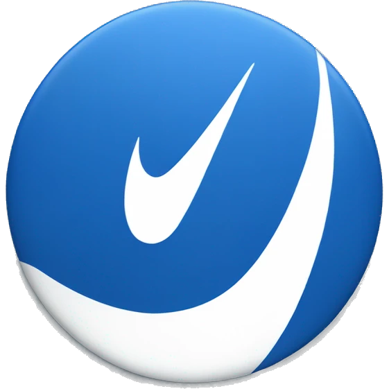 Blue circle with white Nike logo emoji