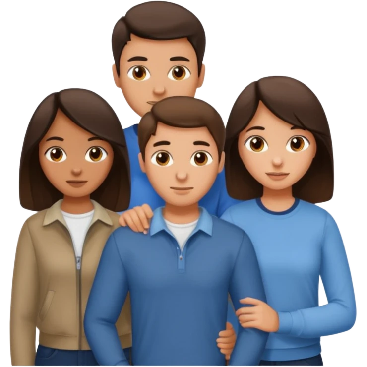 Throuple brunettes 2 girls 1 guy emoji