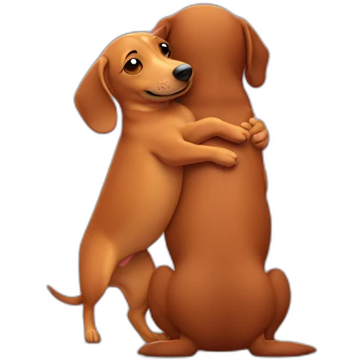 wiener dog hugging human emoji