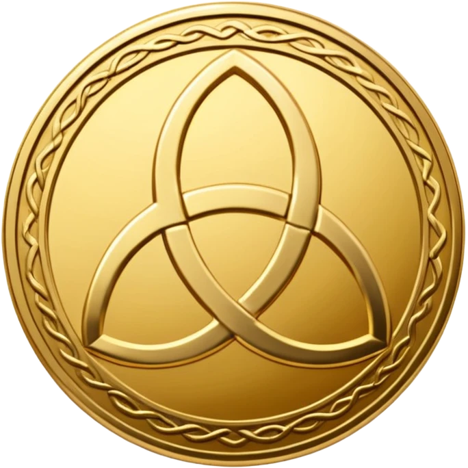 Gold coin with a triquetra on it emoji