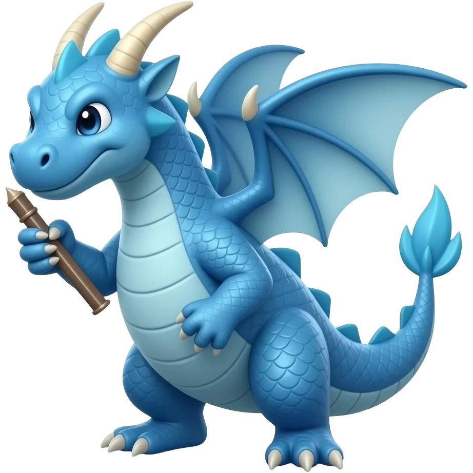 Blue dragon holding twitch logo left look right emoji
