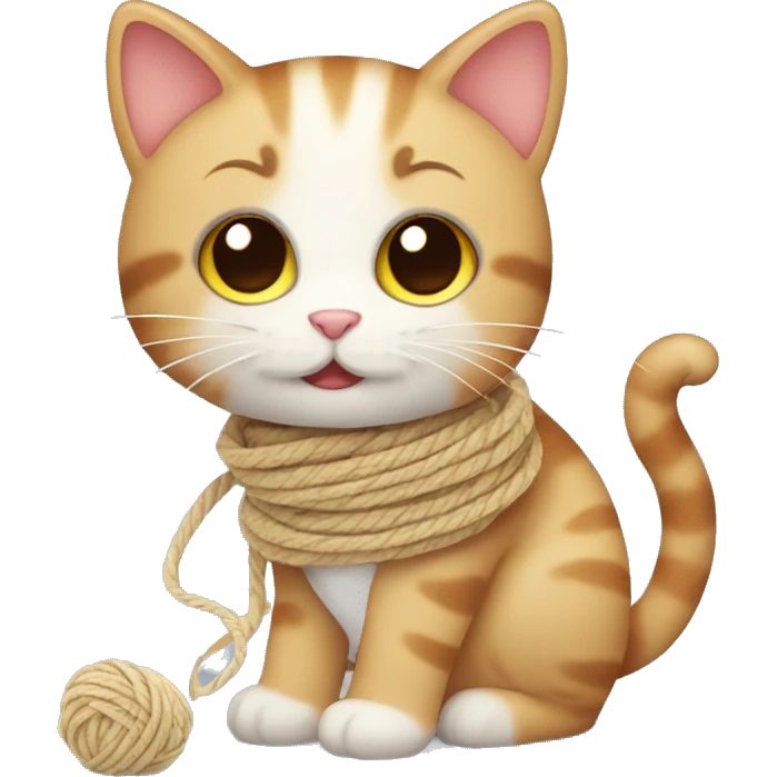 Cute cat with yarn emoji