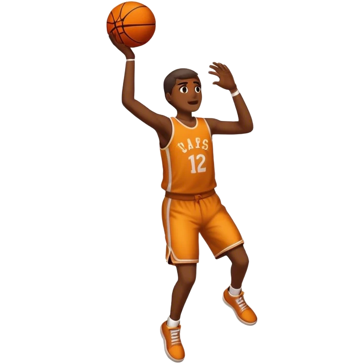 Basketball about to make hoop with someone shooting it emoji