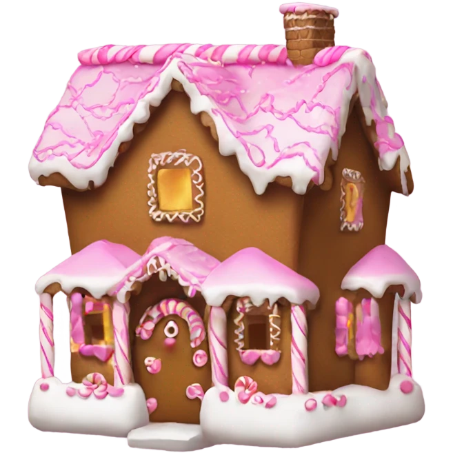 girly gingerbread house with pink decorations emoji