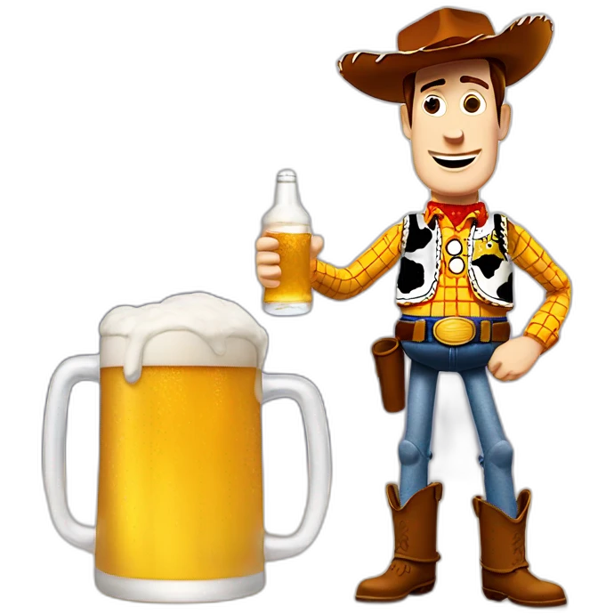 woody toy story holding a beer emoji
