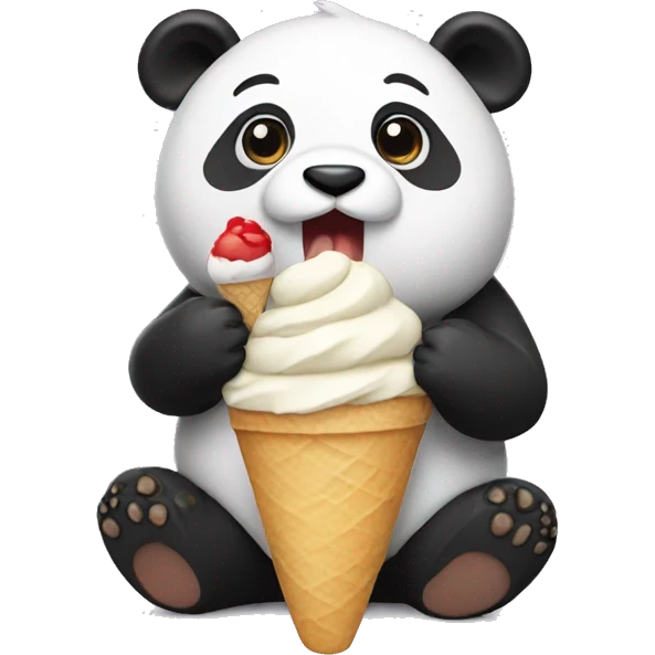 Panda eating icecream emoji
