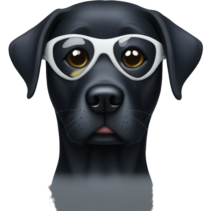 Black Lab wearing an eye mask emoji