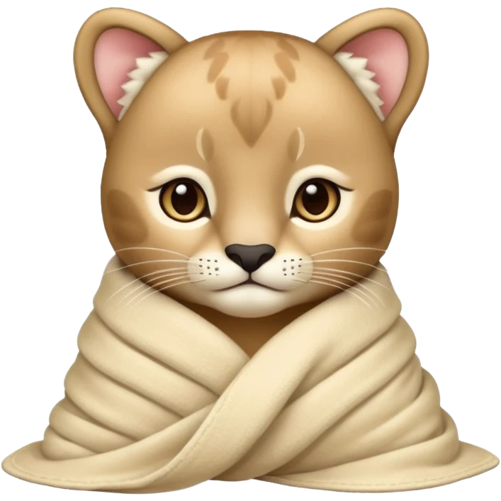 Cozy puma cub in blanket emoji
