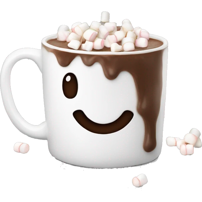 Hot chocolate in a white mug with marshmallows on top emoji