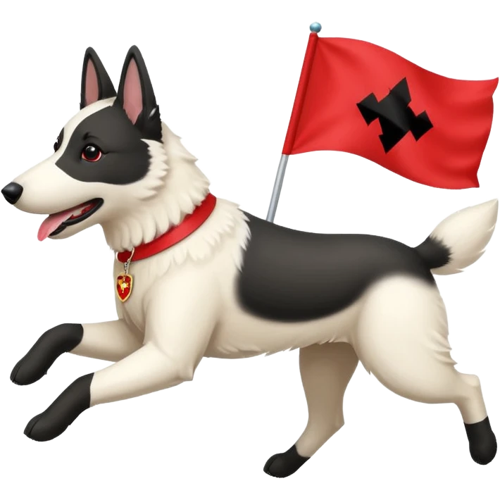 White belgian Shepard Runs away from police car and says "ACAB" emoji