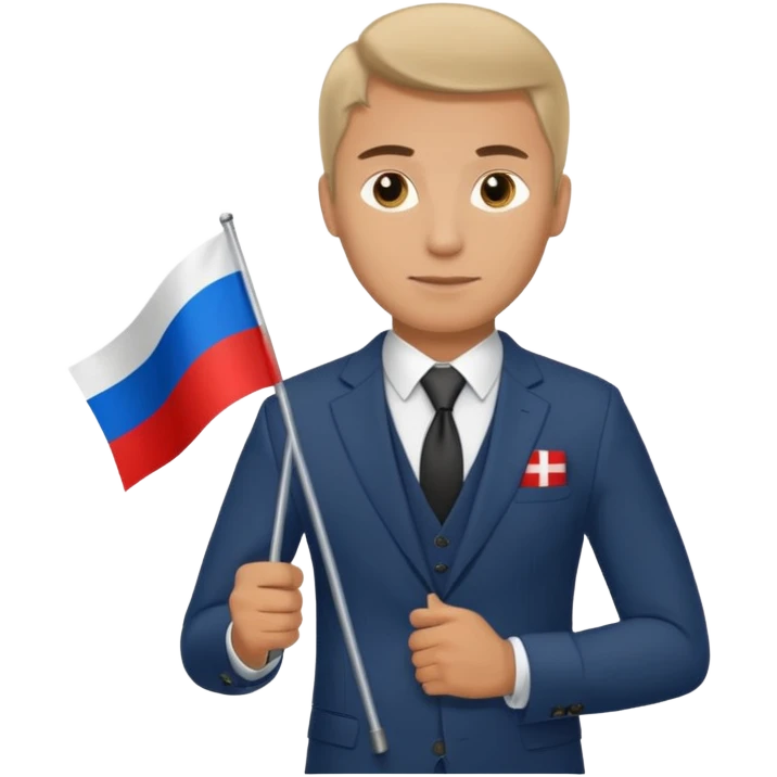 Russian man in a suit with a flag emoji