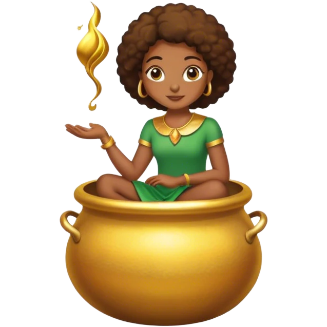 black woman sitting on a pot of gold emoji