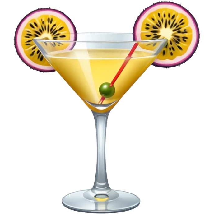 pornstar martini. the passion fruit slice should be on top of the liquid. not on the rim emoji