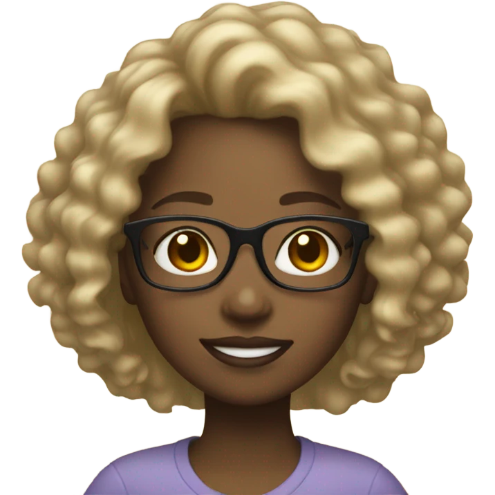 Black girl with glasses and blonde curly highlights  emoji