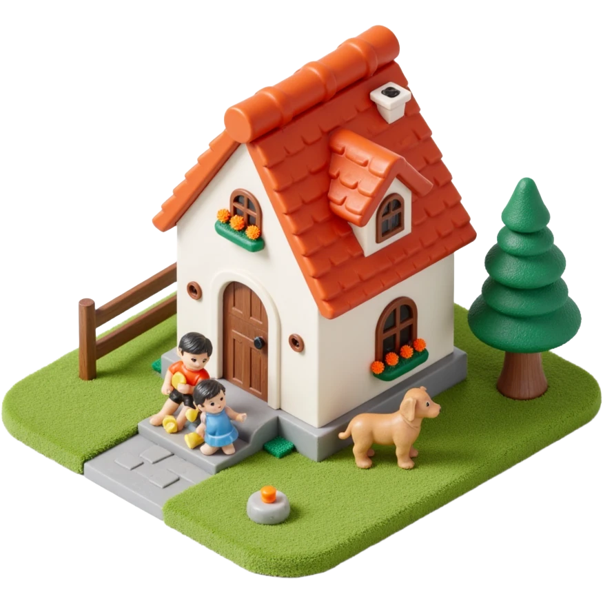 palace house with a family and pet emoji