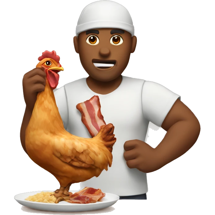 maui eating a chicken leg and some bacon  emoji