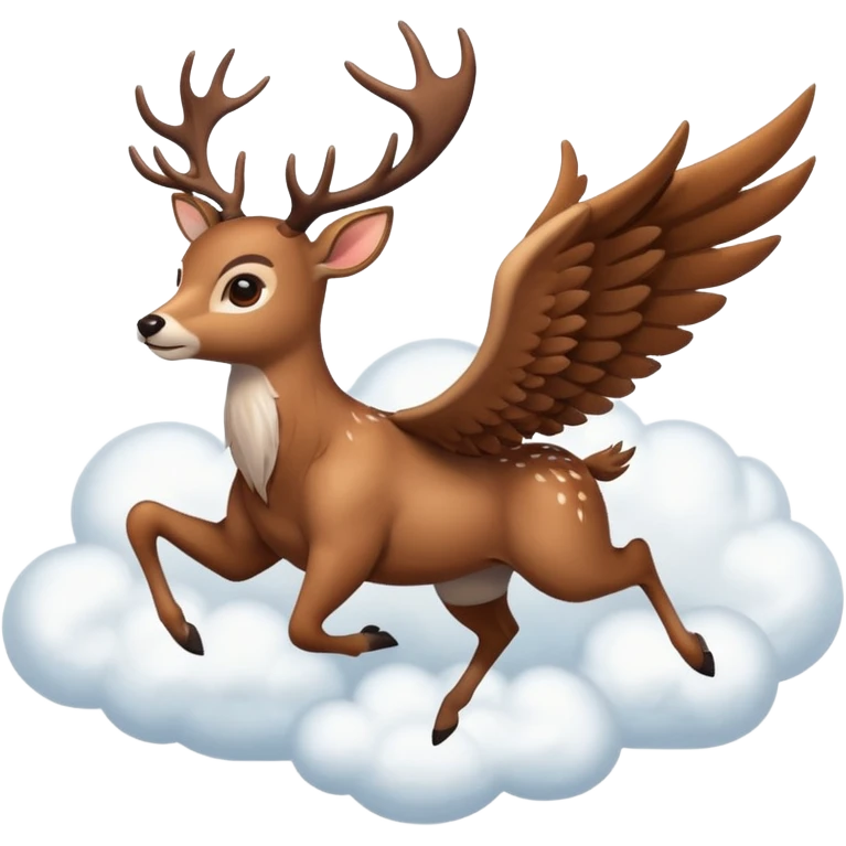 Make a 10 point deer with wings and its flying on a cloud and it is going crazy emoji