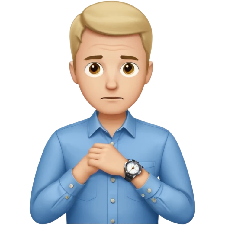 bored man pointing at his watch on his wrist emoji
