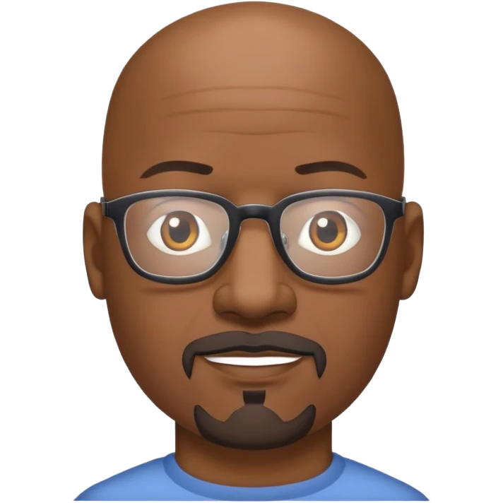 Bald mature Black man with glasses and goatee emoji