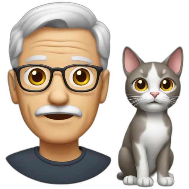 cat with oldman emoji