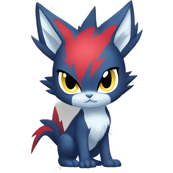Edgy Cool Chibi Sneasel-Quilava-Absol-Pokémon-fusion-cat Full Body emoji