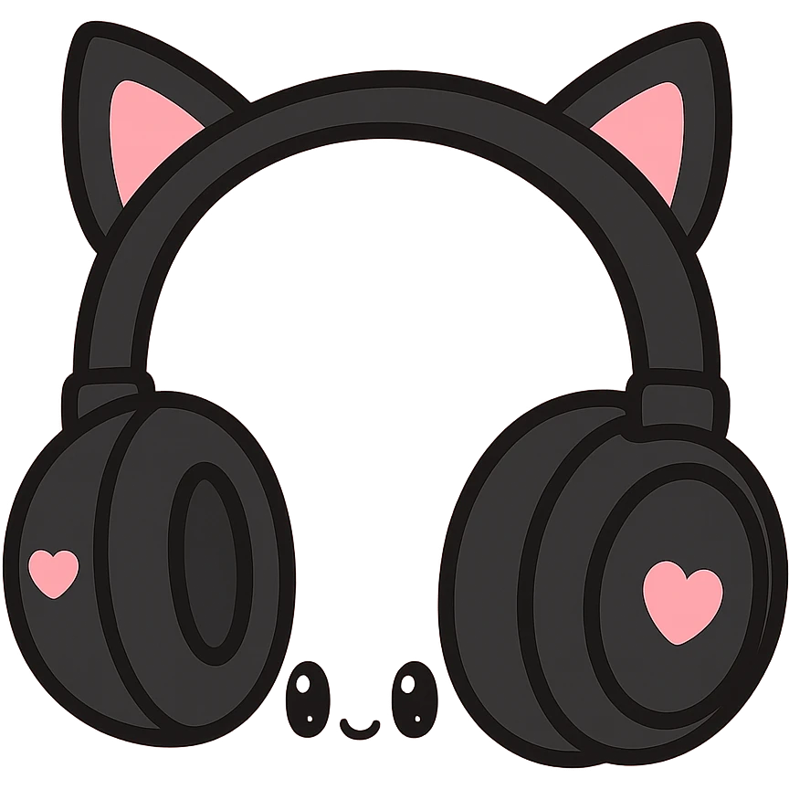 gothic headphones, black and pink colors, no background emoji