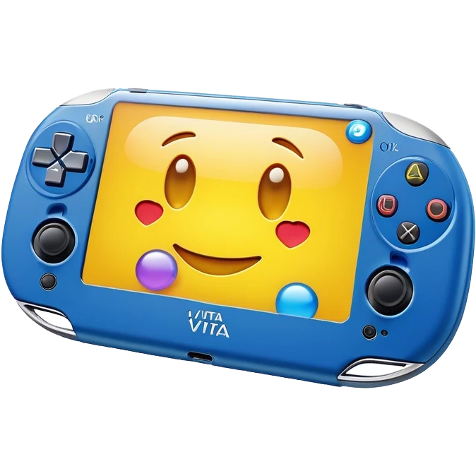 Clash of Clans aesthetic: Cinematic Playful PlayStation Vita Portrait Emoji, rendered in a 3D vector-style similar to standard emojis with minimal shading and bold, simplified shapes. A compact, distinct form with signature details, softly glowing with a cutting-edge console technology charm. Simplified yet unmistakably iconic, highly detailed and consistent, glowing with a soft radiance and high shine. Stylized with a touch of technological advancement and a soft glowing outline, capturing the essence of a beloved gaming relic with a friendly, playful manner! emoji